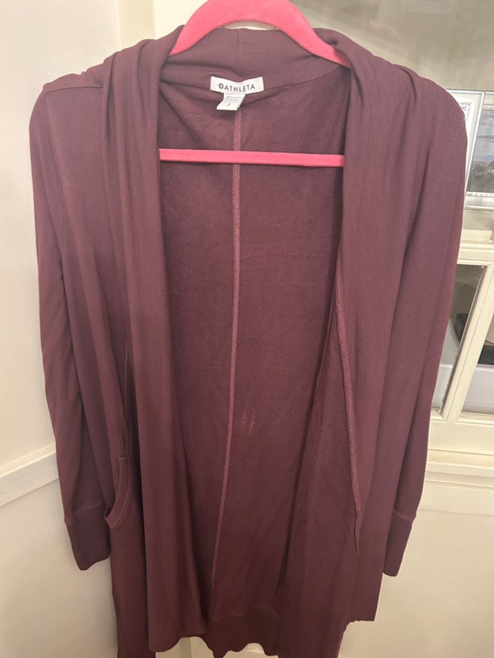 Athleta Open-Front Cardigan — Plum